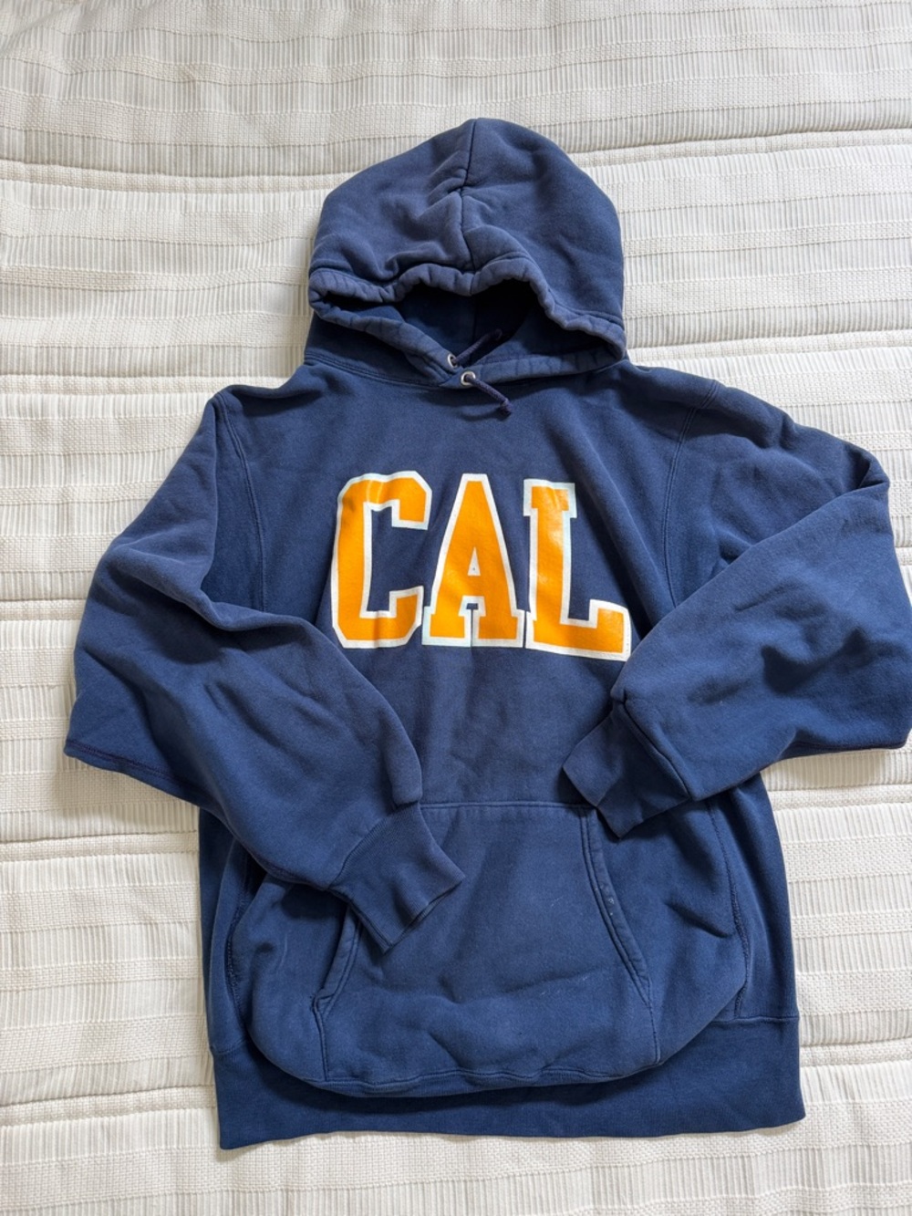 Vintage Made in USA Navy Blue CAL Hooded Sweatshirt with Gold Lettering